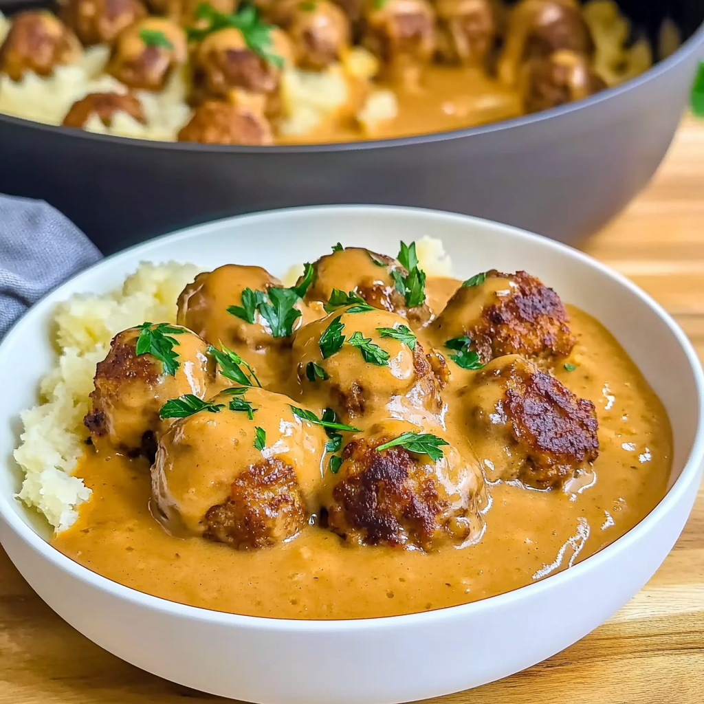 Recipe preparation for Meatballs in Creamy Sauce