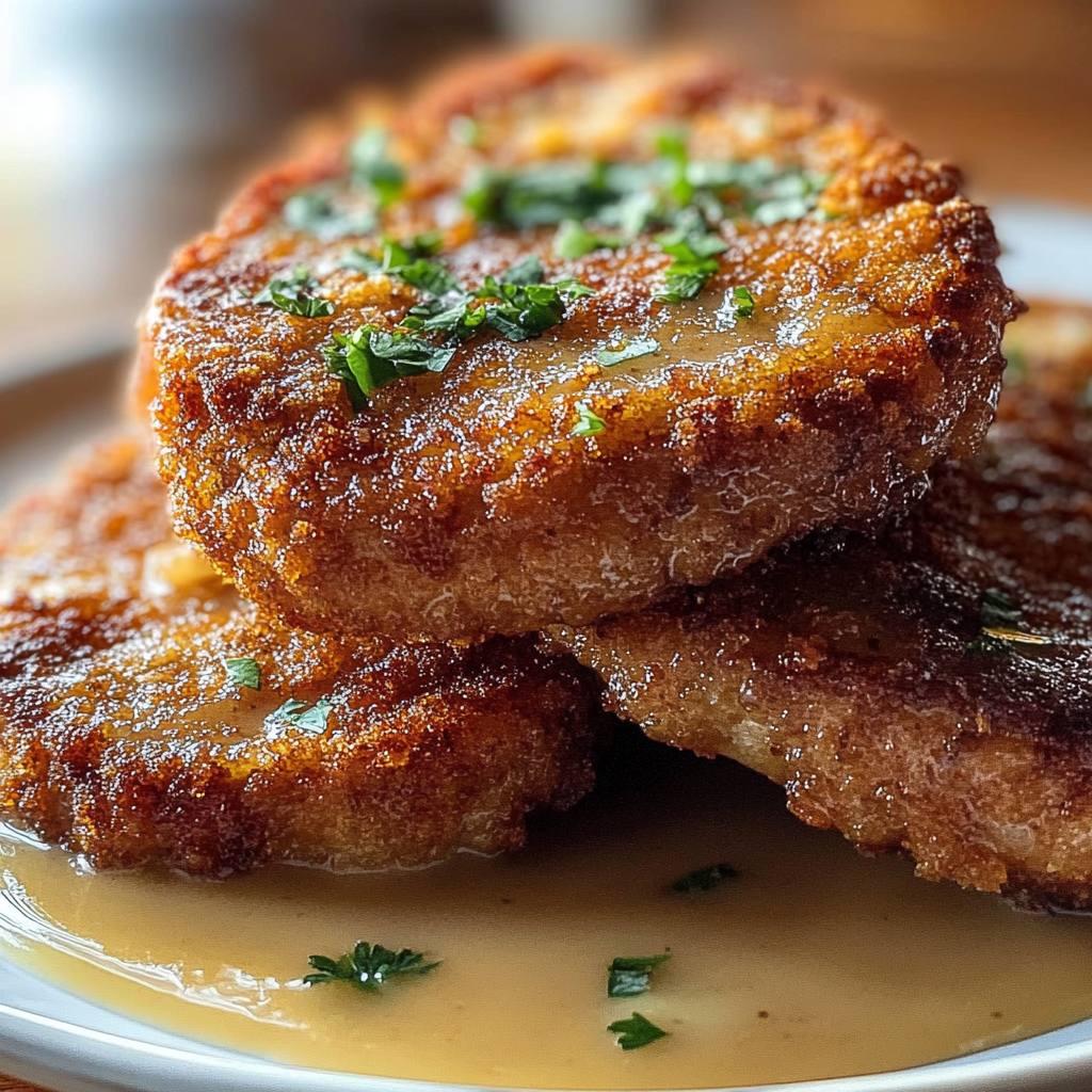 Recipe preparation for Country Fried Pork Chops Crispy