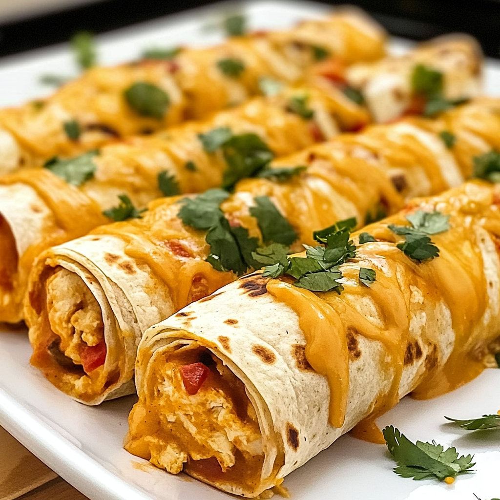 Recipe preparation for Chicken Enchilada Roll Ups