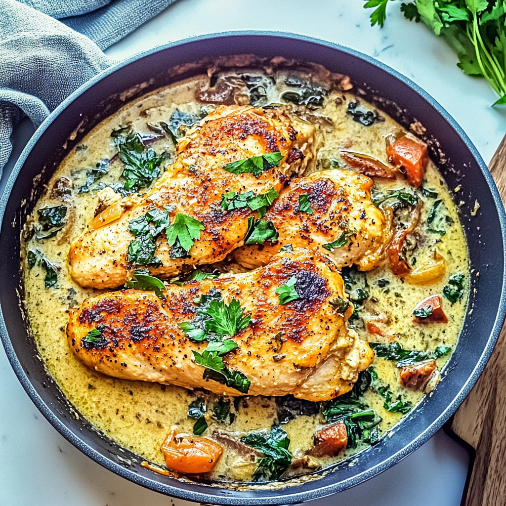 Recipe preparation for Healthy Tuscan Chicken