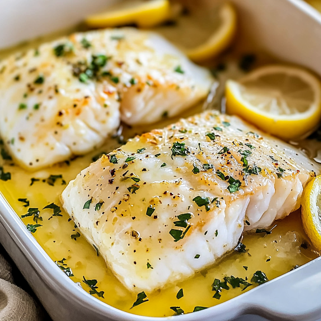 Recipe preparation for Lemon Garlic Butter Baked Cod