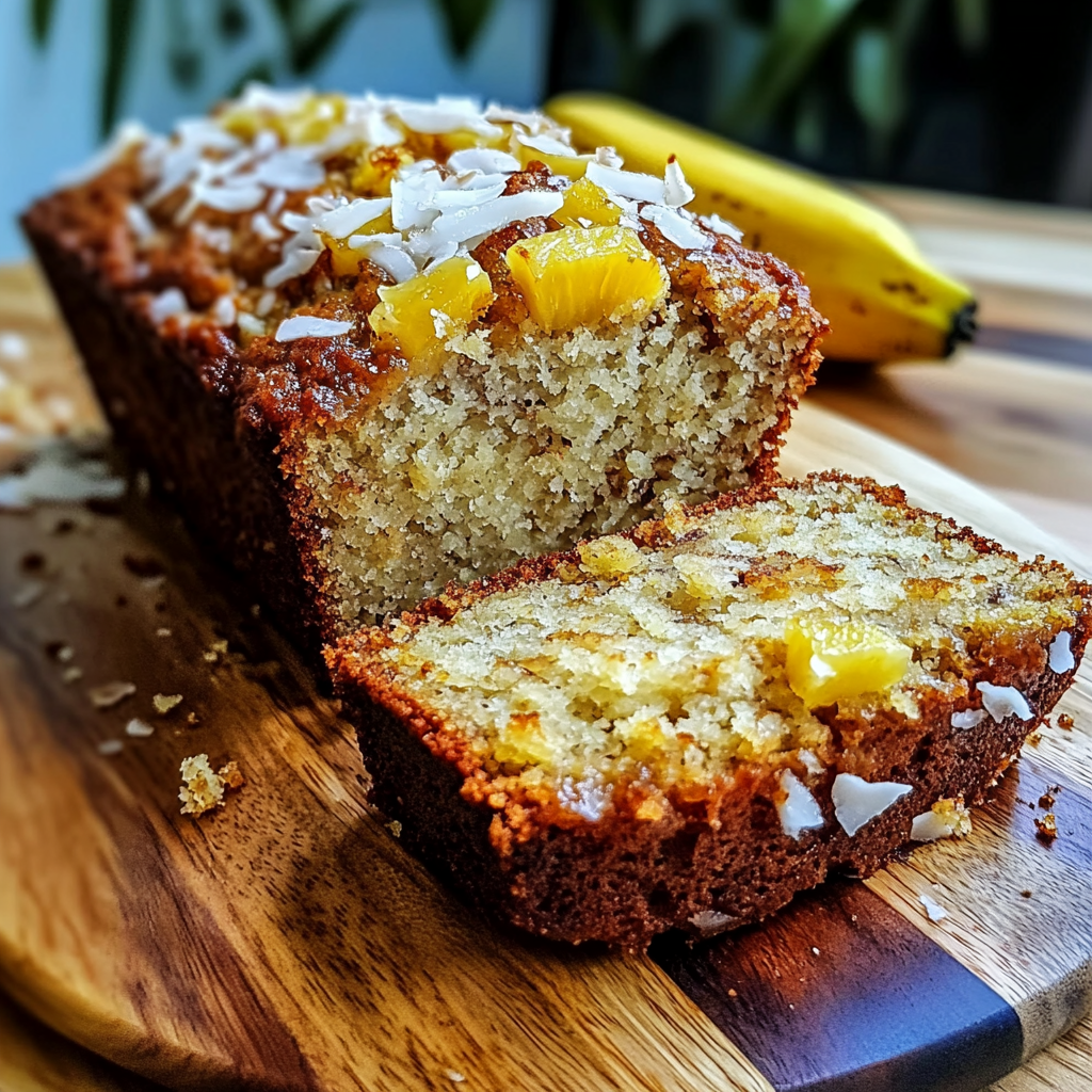 Recipe preparation for Coconut Pineapple Banana Bread