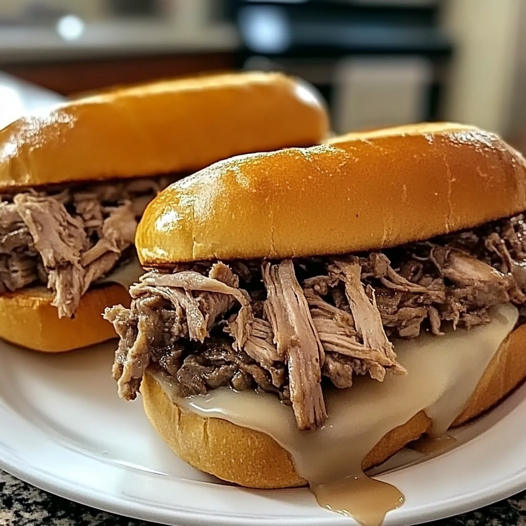 Recipe preparation for French Dip Sandwiches