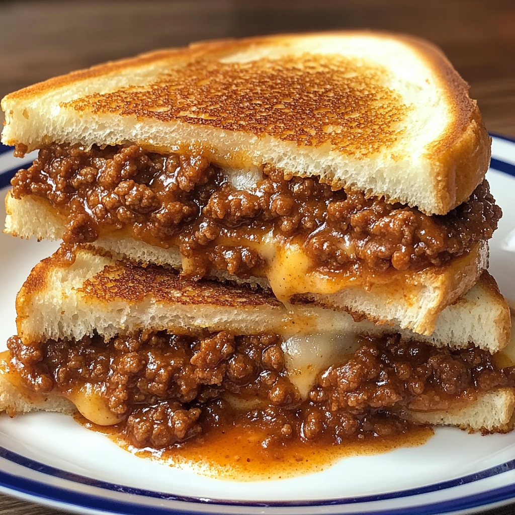 Recipe preparation for Sloppy Joe Grilled Cheese