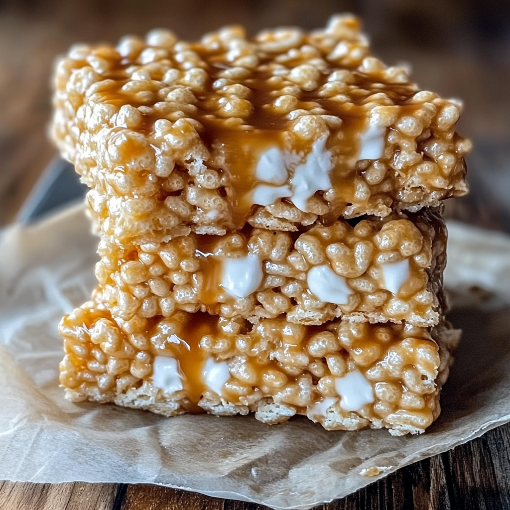 Recipe preparation for brown butter dulce de leche rice krispie treats