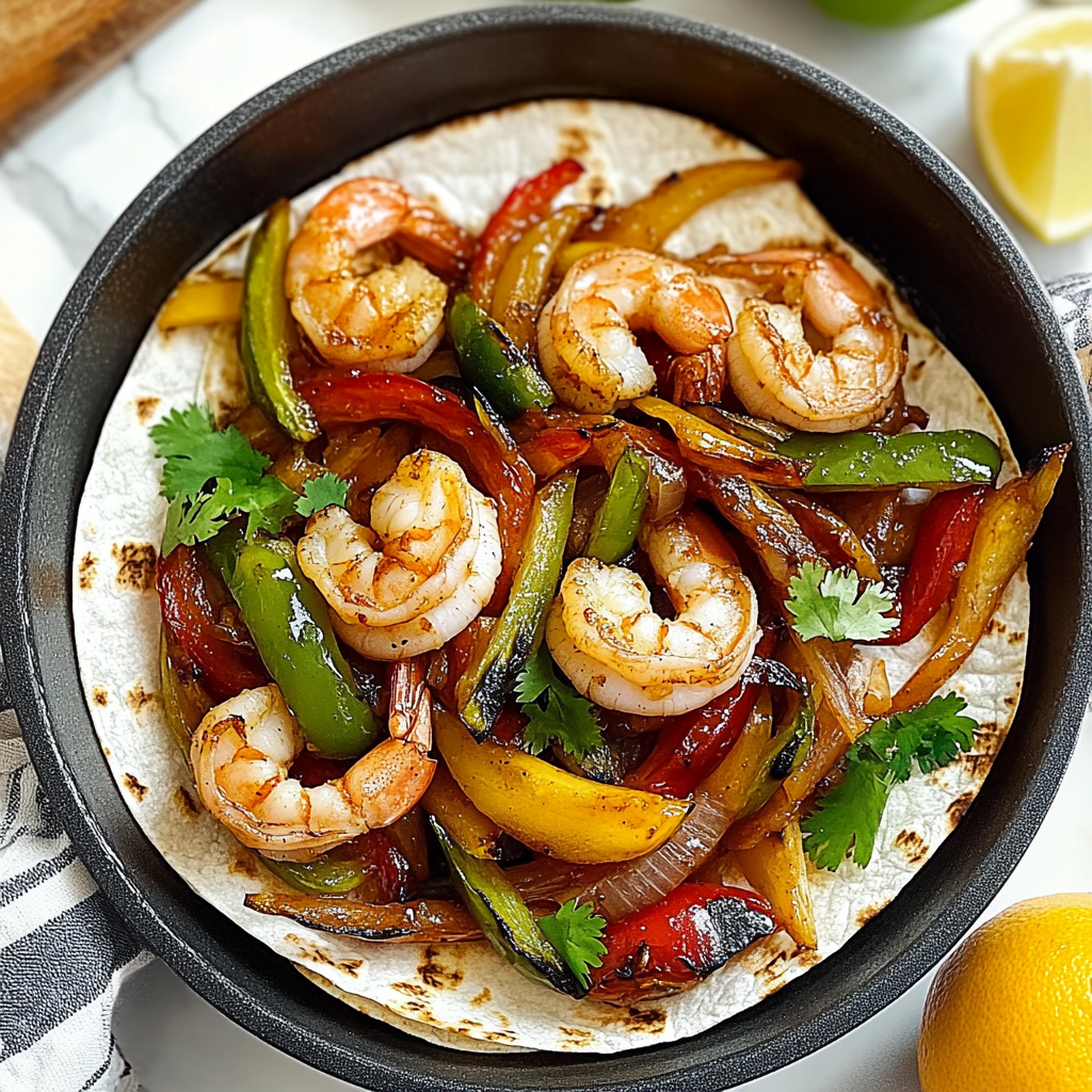 Recipe preparation for Shrimp Fajitas Recipe
