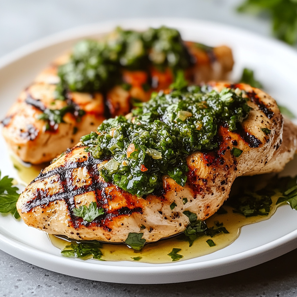 Recipe preparation for Grilled Chicken with Chimichurri Sauce
