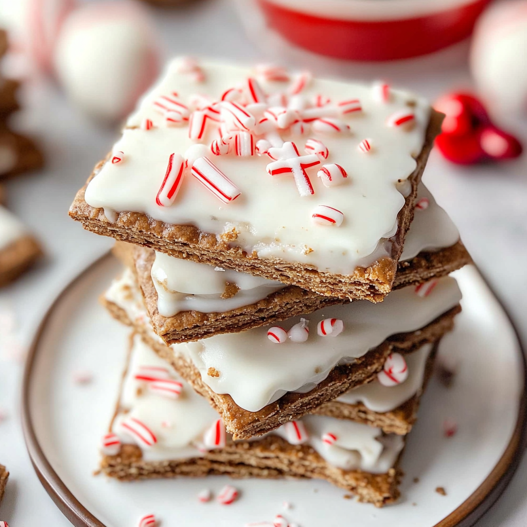 Recipe preparation for Peppermint Bark Graham Crackers