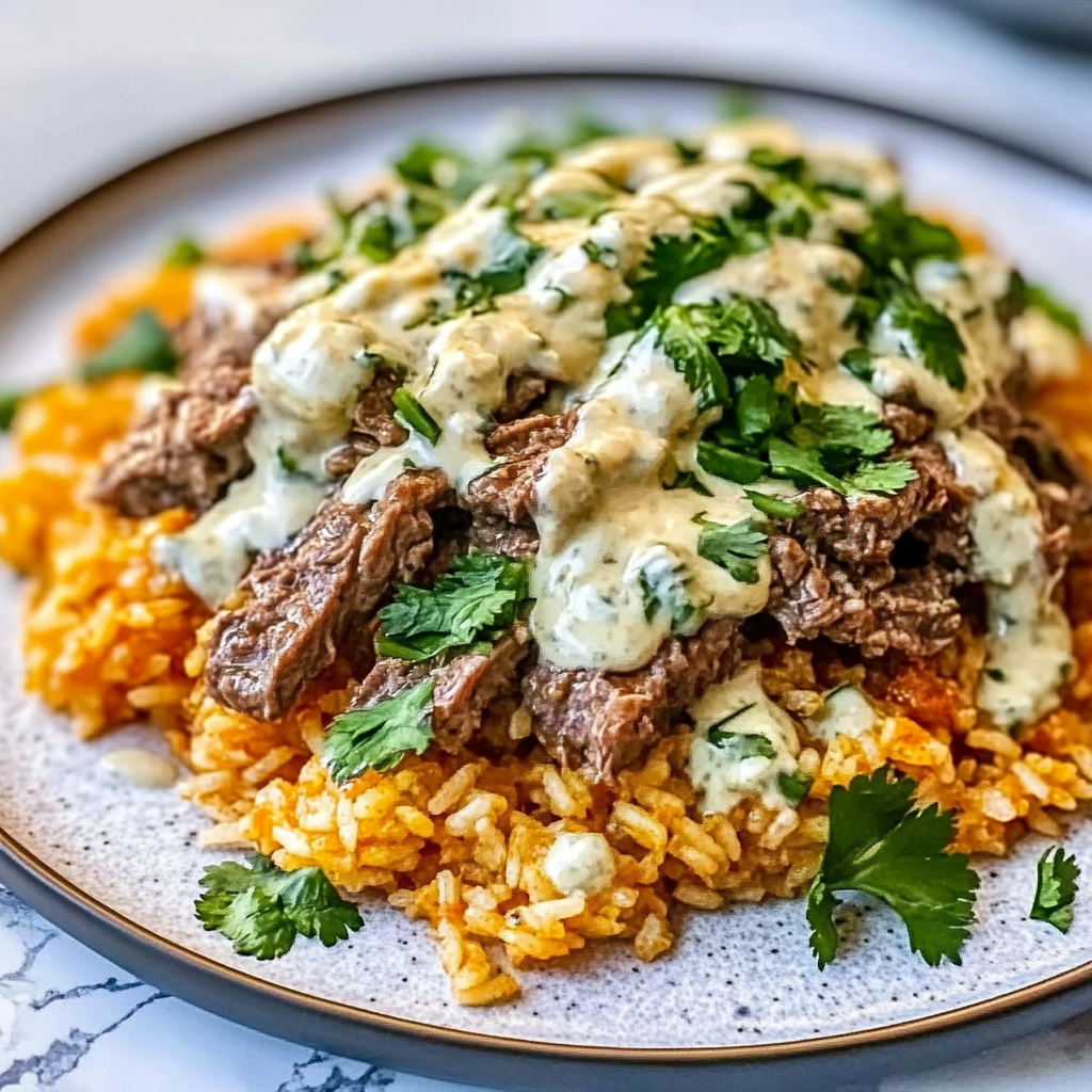 Recipe preparation for Steak Queso Rice