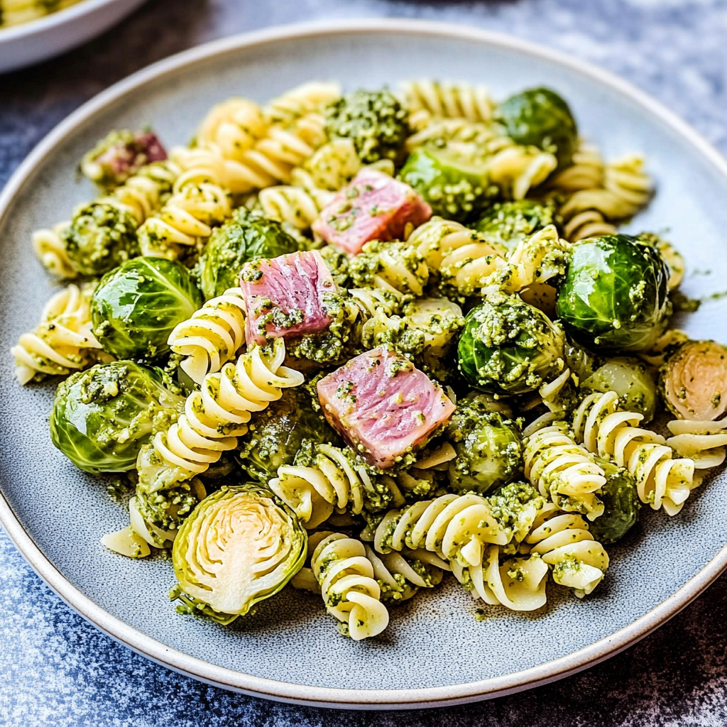 Recipe preparation for Brussels Sprouts And Pesto Pasta