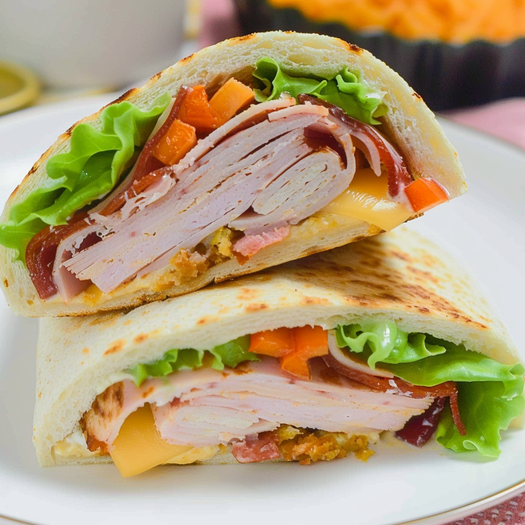 Recipe preparation for Turkey Ranch Club Wrap