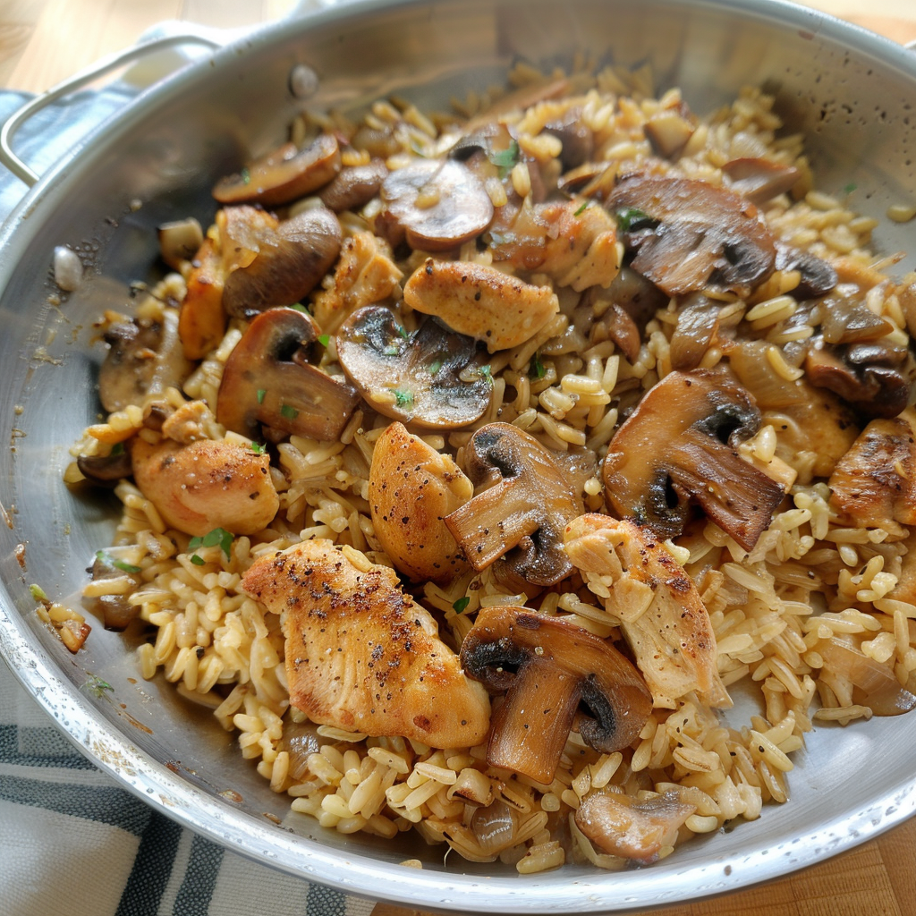 Recipe preparation for One-Pot Mushroom Chicken & Rice