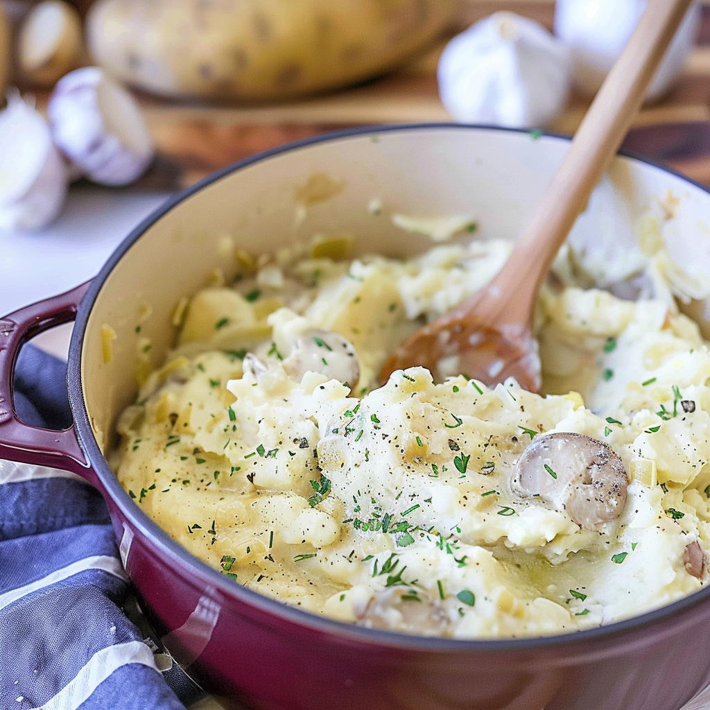 Recipe preparation for Garlic-Parmesan Mashed Potatoes (Ultra Creamy)
