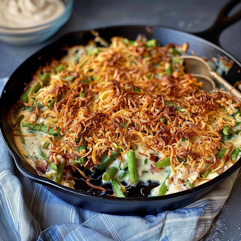 Recipe preparation for Green Bean Casserole (Fresh Upgrade)