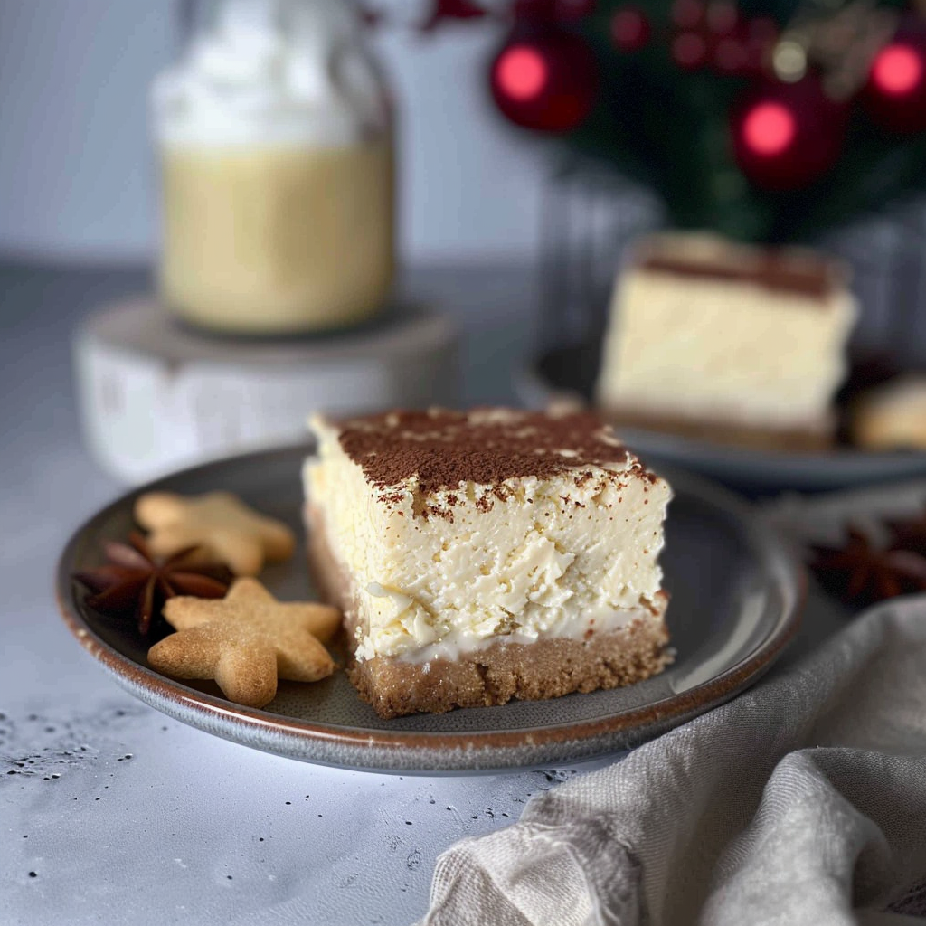 Recipe preparation for No-Bake Eggnog Cheesecake Bars