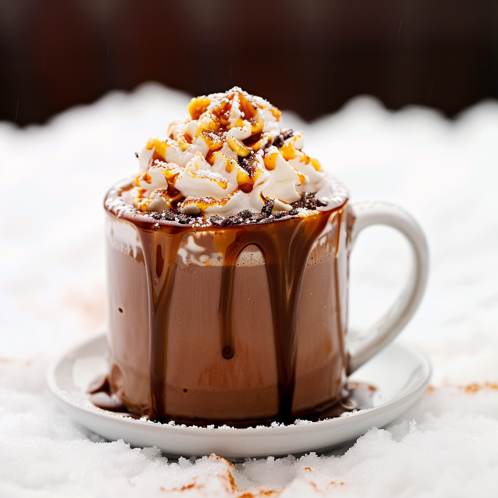 Recipe preparation for Hot Chocolate Sea-Salt Caramel Delight