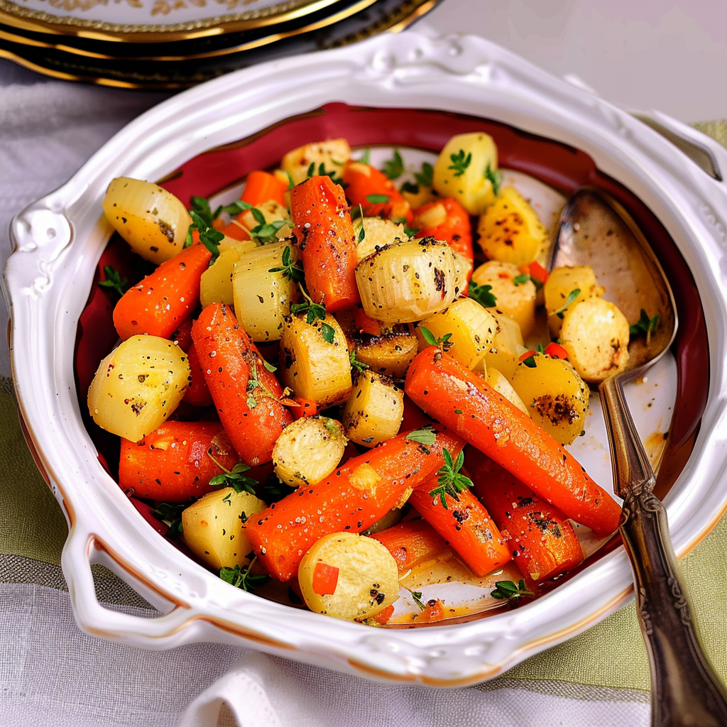 Recipe preparation for Glazed Carrots & Parsnips with Thyme