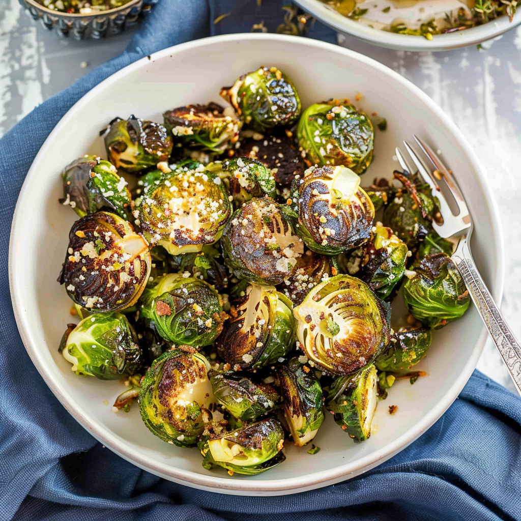 Recipe preparation for Parmesan-Roasted Brussels Sprouts