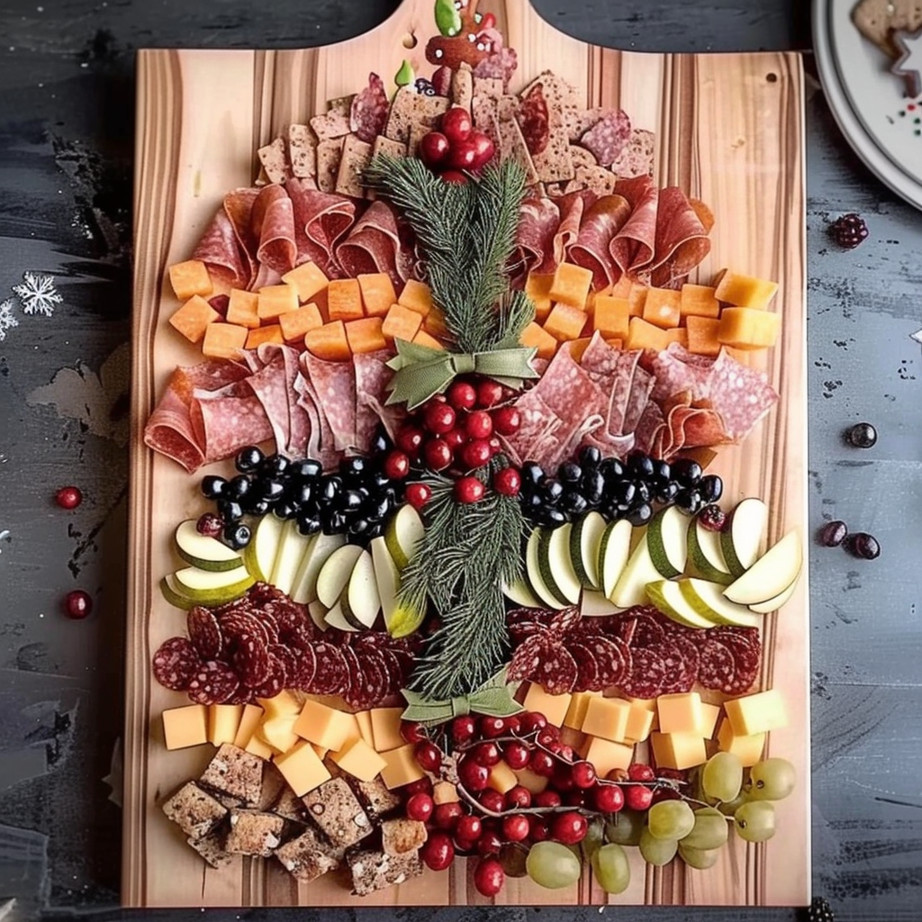 Recipe preparation for Festive Charcuterie Board with Candy Cane Accents