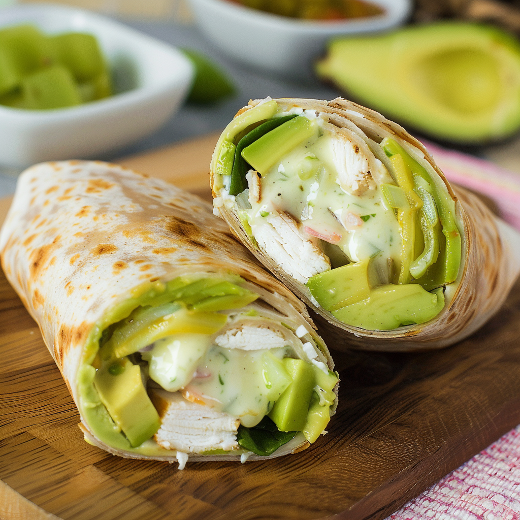 Recipe preparation for Chicken Avocado Wraps
