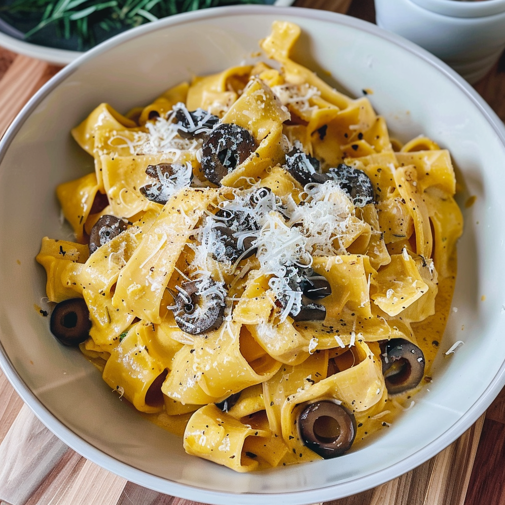 Recipe preparation for Creamy Roasted Garlic Butternut Squash Pasta