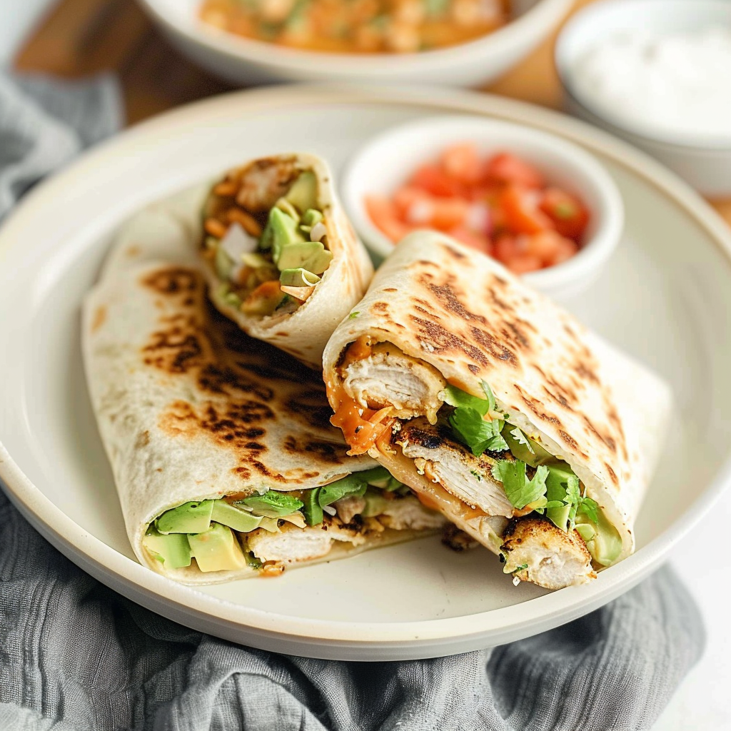 Recipe preparation for Chicken Avocado Wrap