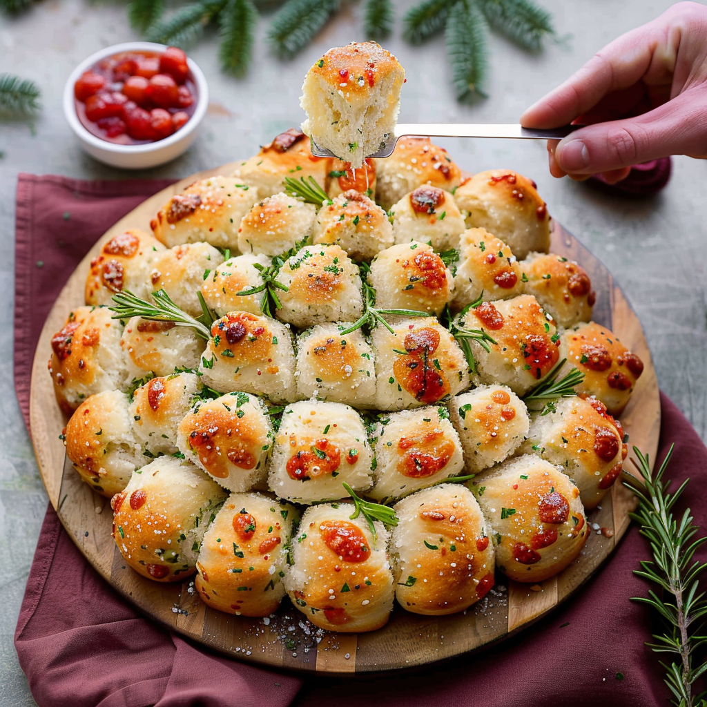 Recipe preparation for Christmas Tree Pull-Apart Bread