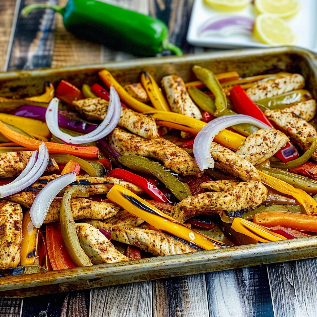 Recipe preparation for Sheet-Pan Chicken Fajita Lunch