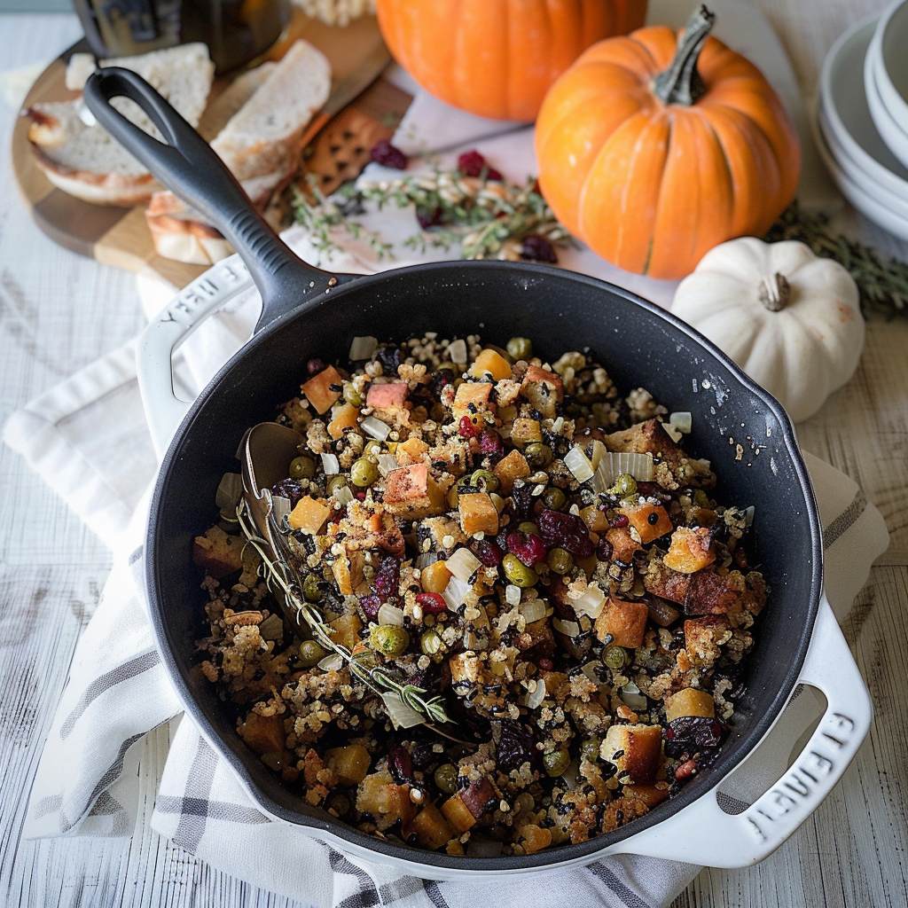 Recipe preparation for Wild Rice, Cranberry & Sausage Stuffing