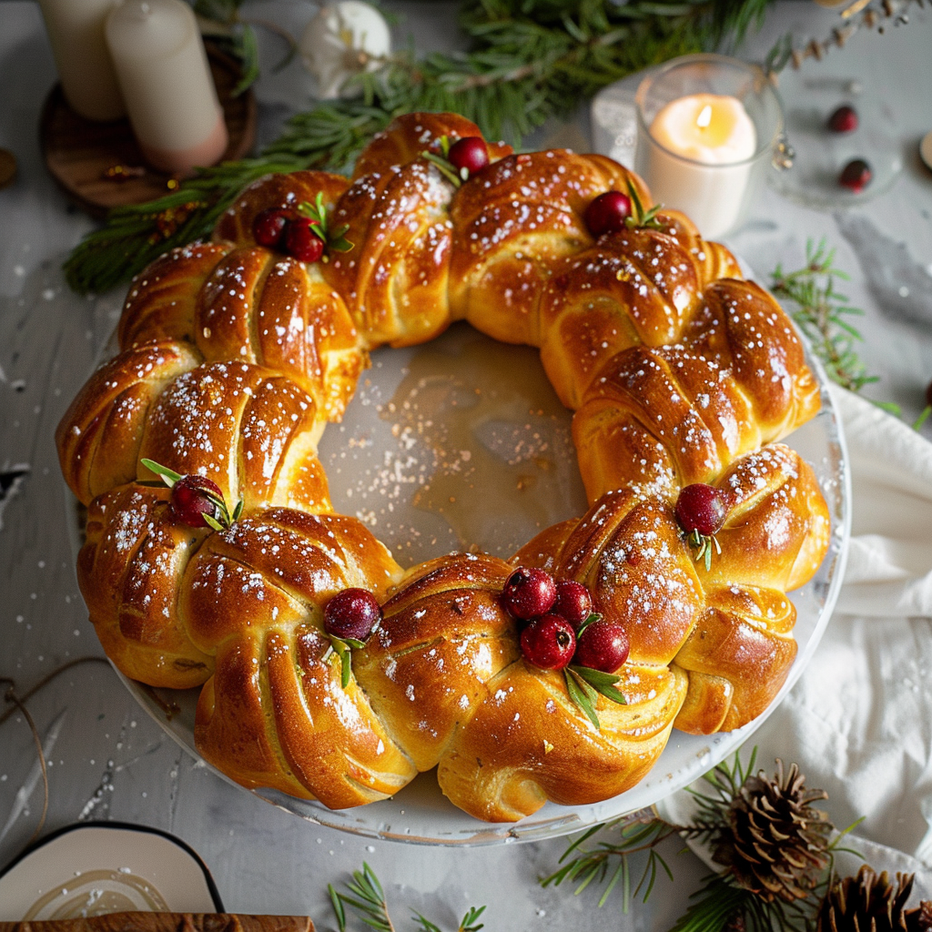 Recipe preparation for Savoury Christmas Wreath Bread