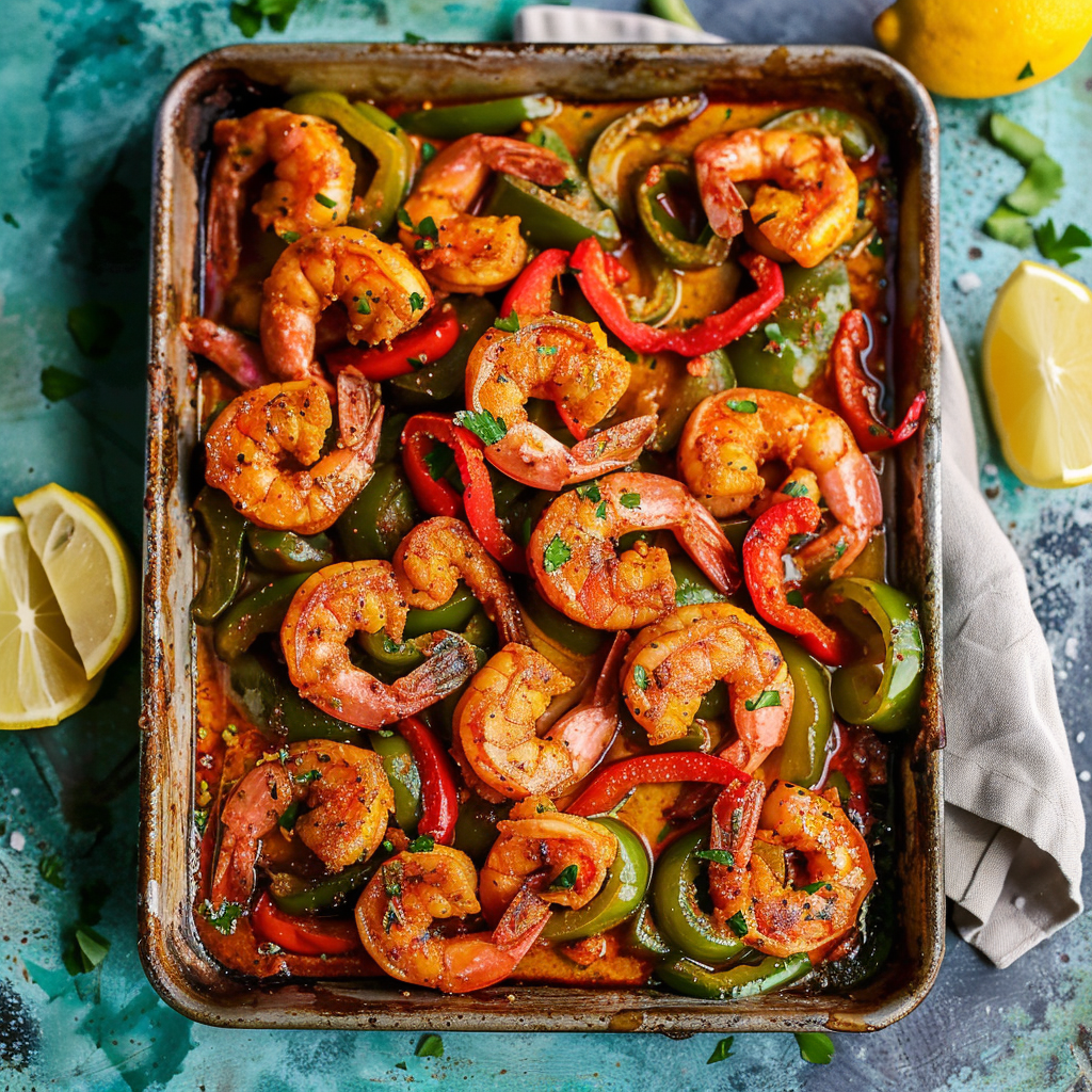 Recipe preparation for Cajun Shrimp & Sausage Sheet-Pan Dinner