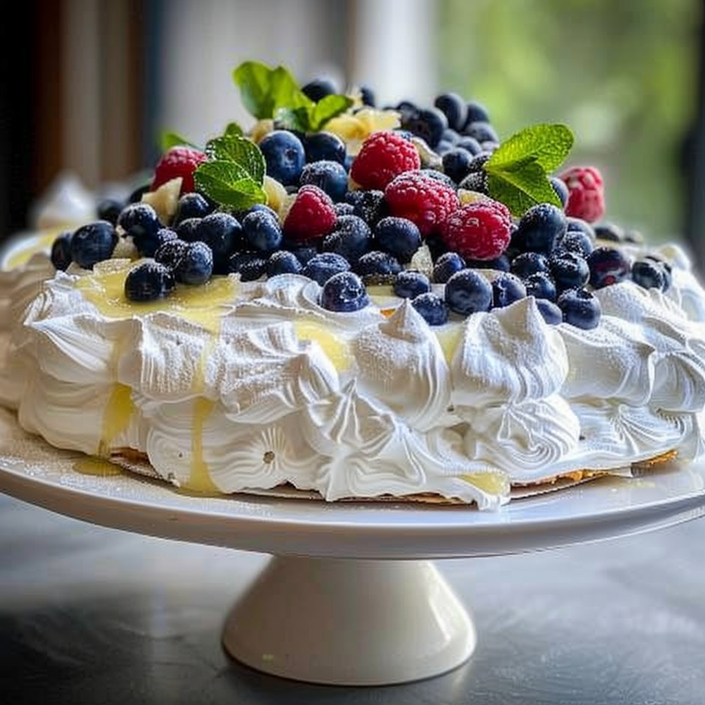 Recipe preparation for Lemon Blueberry Pavlova