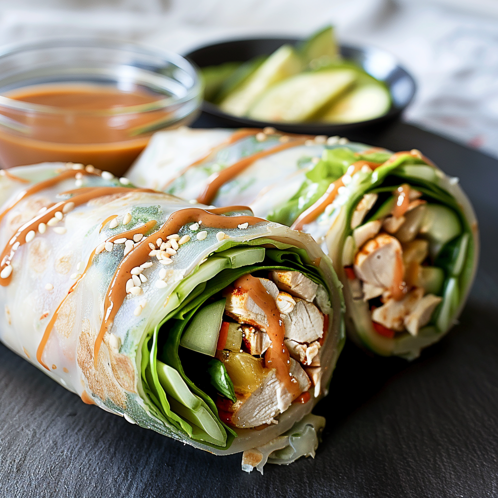 Recipe preparation for Thai Peanut Chicken Wraps