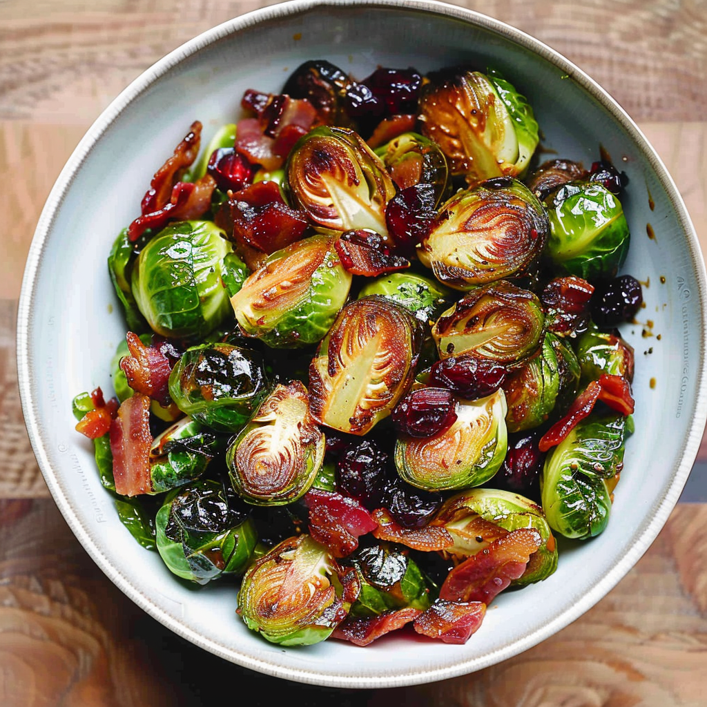Recipe preparation for Brussels Sprouts Salad with Bacon & Cranberries