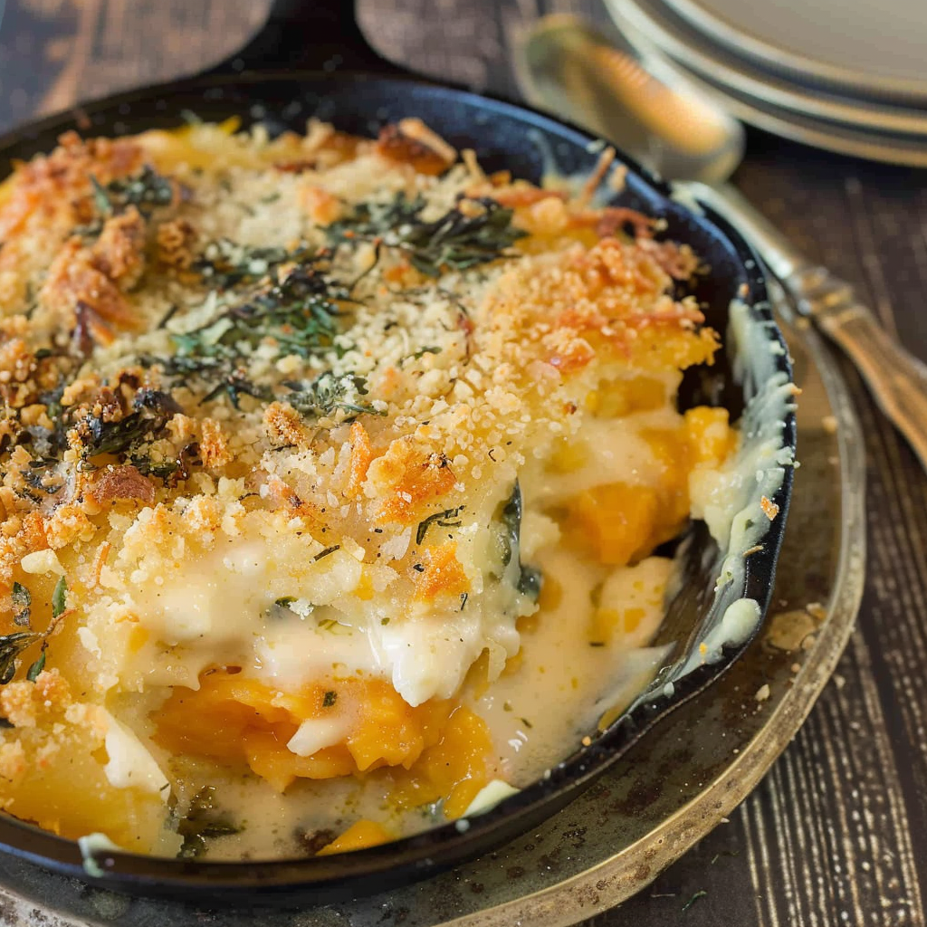 Recipe preparation for Butternut Squash & Sage Gratin