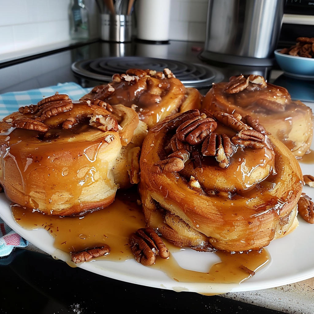 Recipe preparation for Eggnog Pecan Sticky Buns