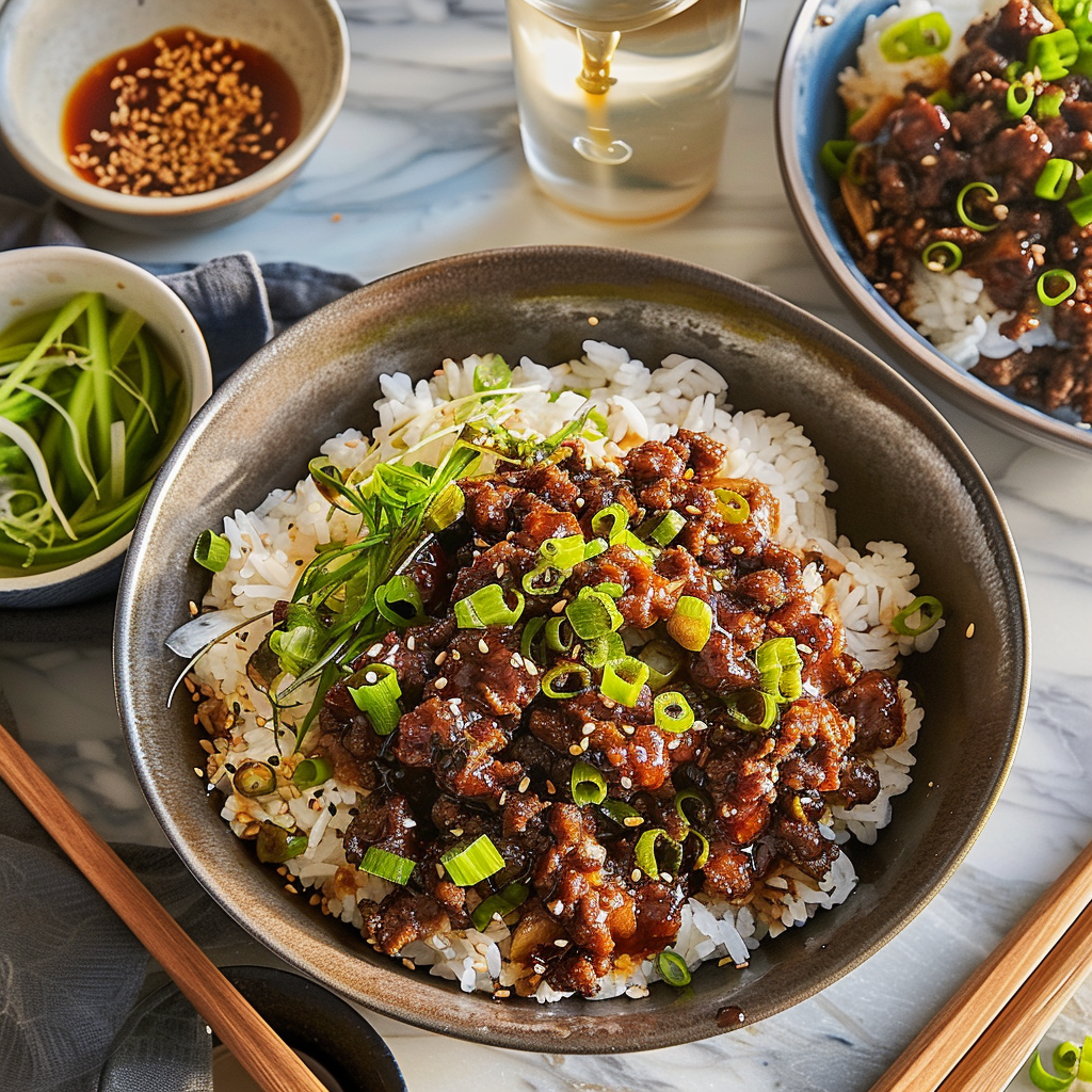 Recipe preparation for Korean BBQ Beef Bowl