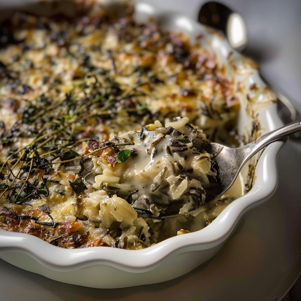 Recipe preparation for Wild Rice Gratin with Thyme