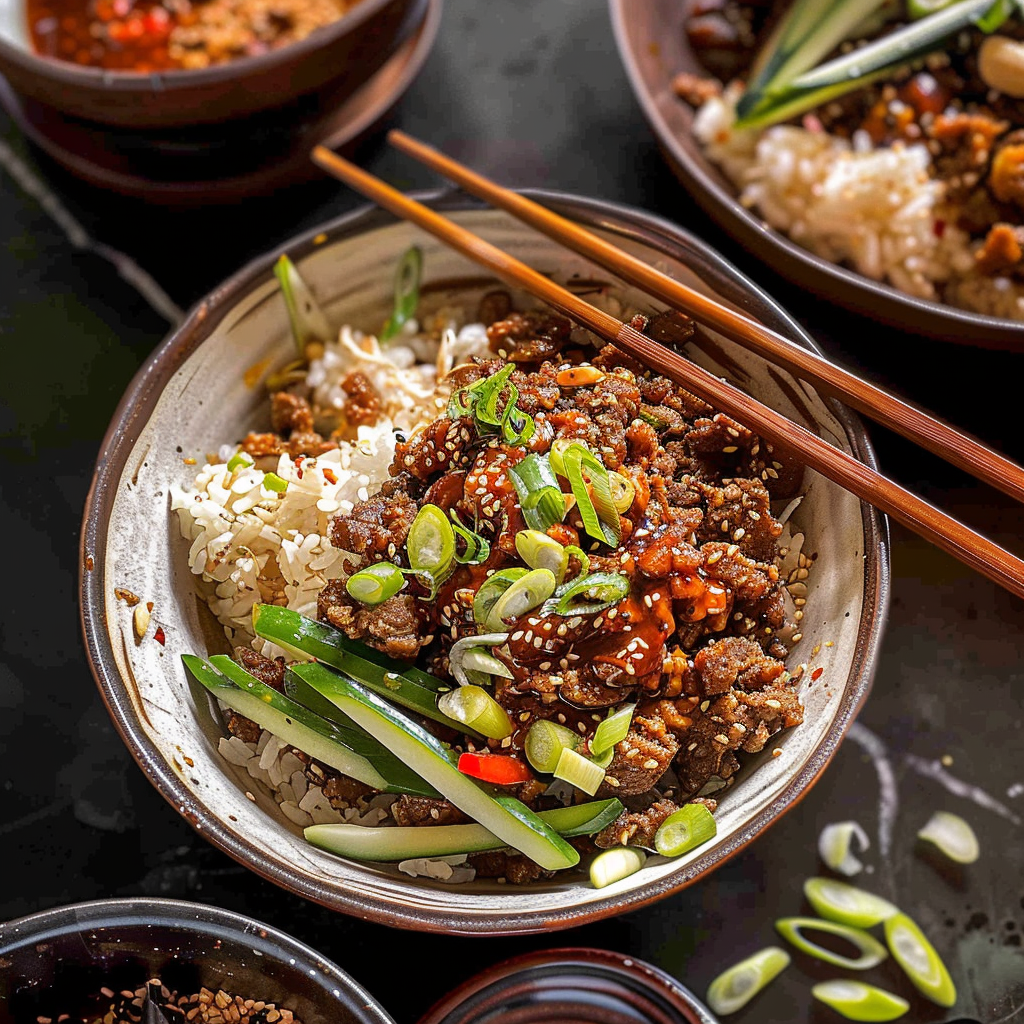 Recipe preparation for 20 Minute Korean Gochujang Beef Bowls