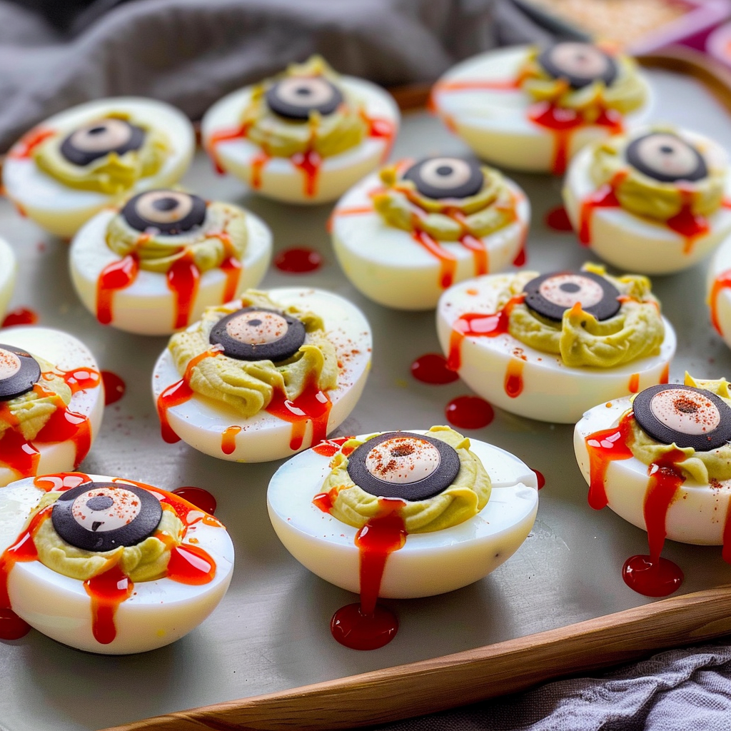 Recipe preparation for Halloween Deviled Eggs