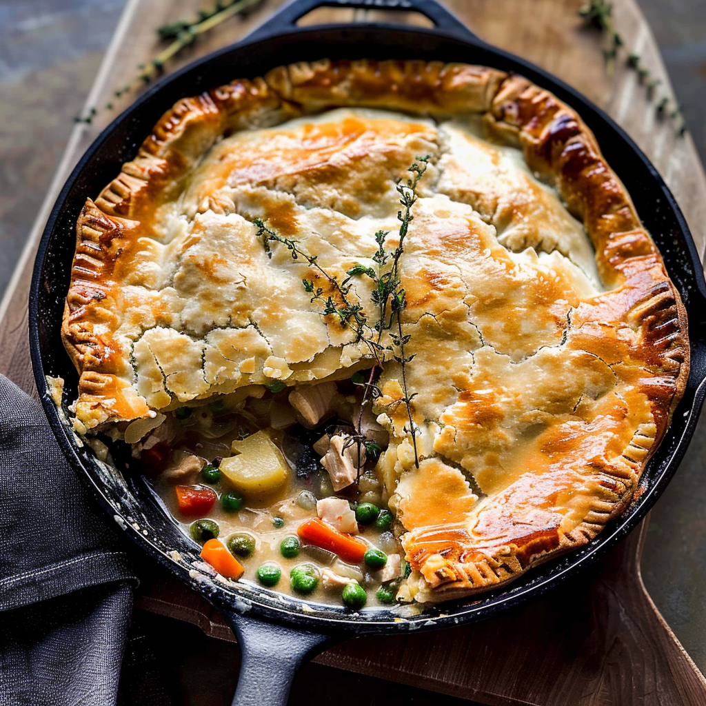 Recipe preparation for Skillet Chicken Pot Pie