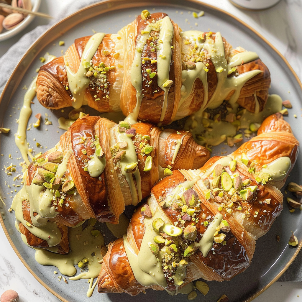 Recipe preparation for Pistachio Cream Croissants