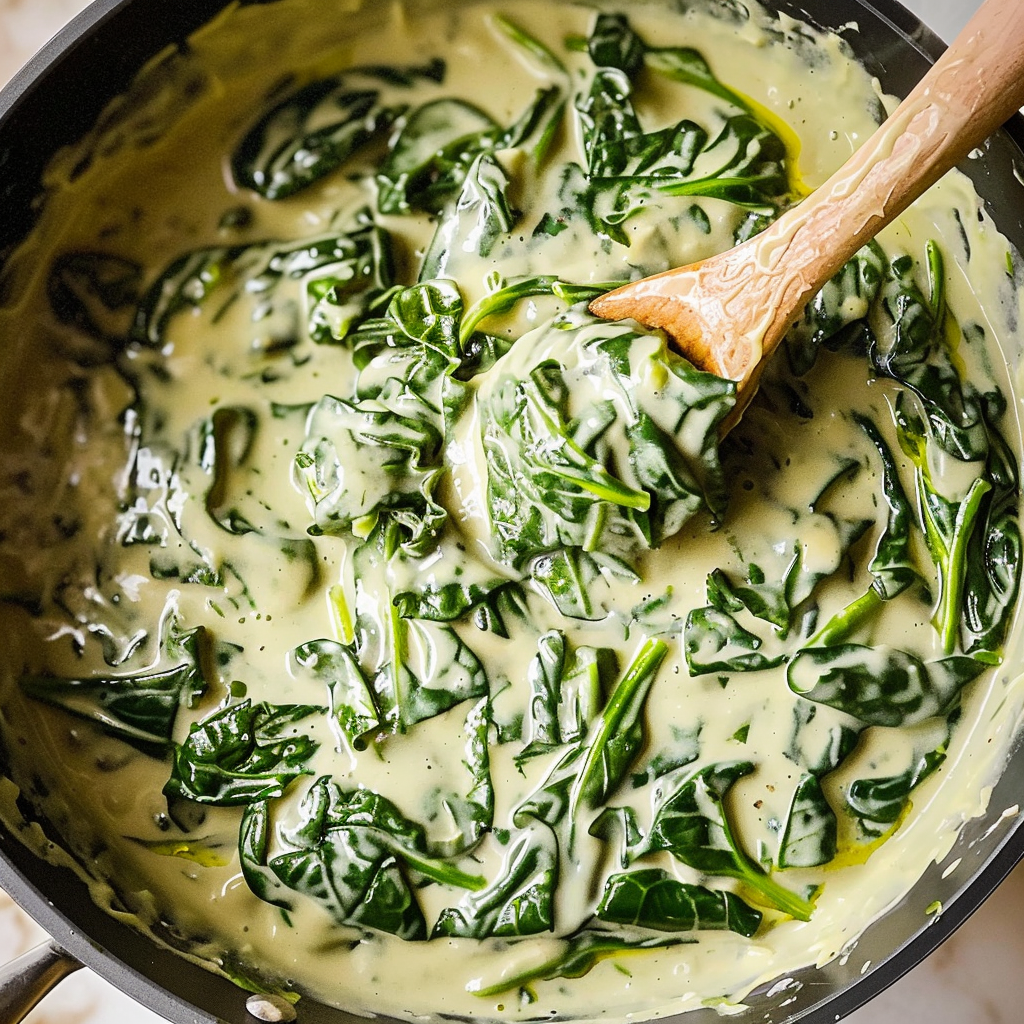 Recipe preparation for Creamed Spinach