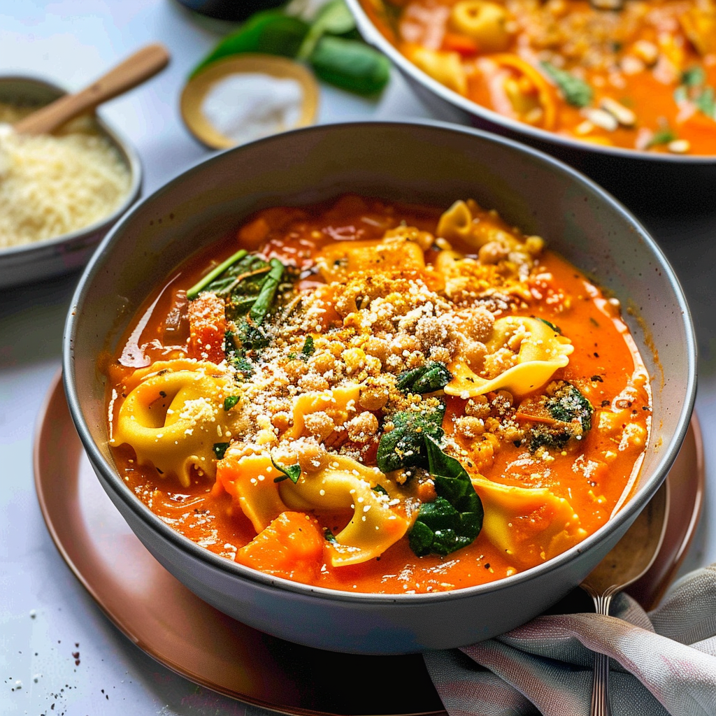 Recipe preparation for Tortellini + Bean + Spinach Soup (One-Pot)