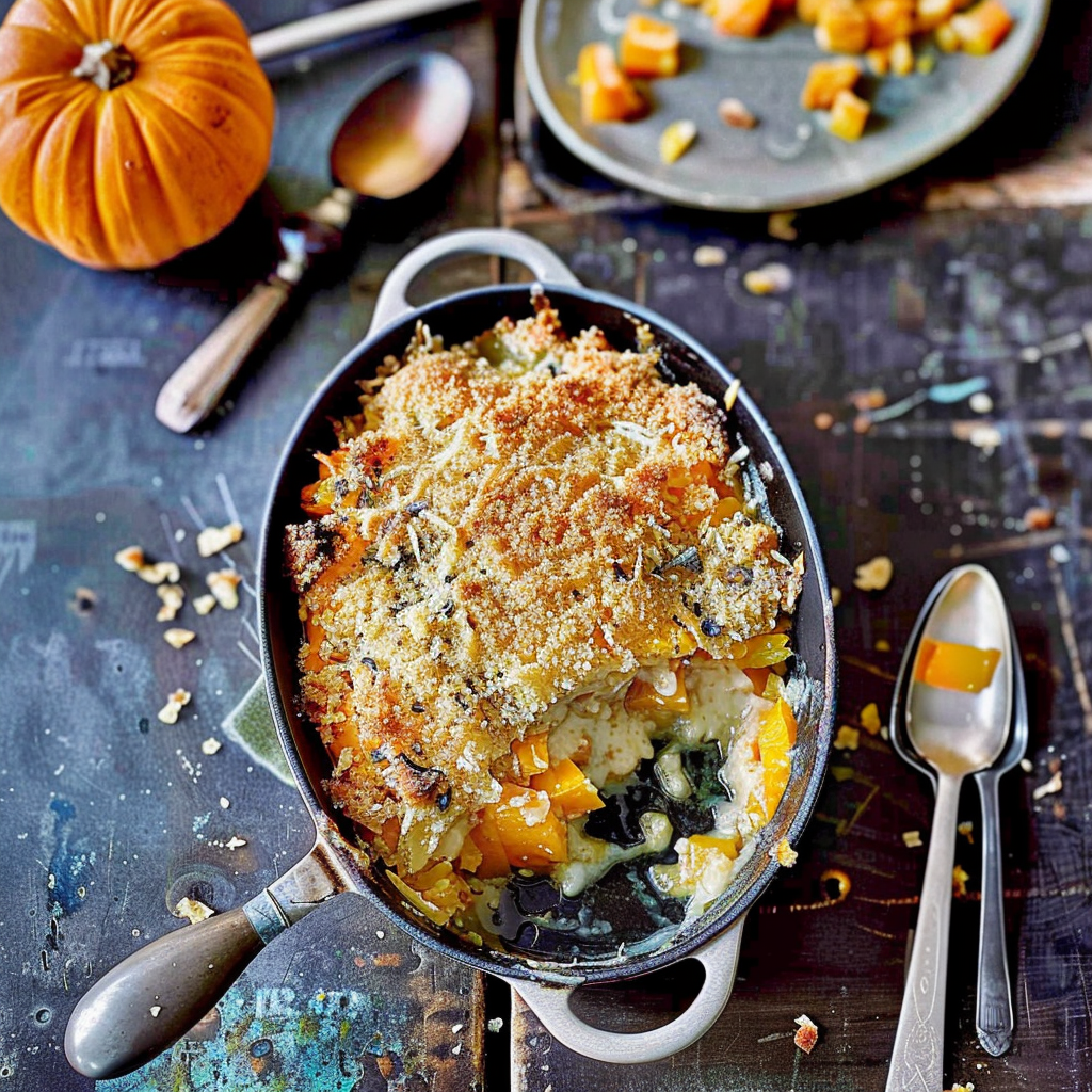 Recipe preparation for Butternut squash gratin