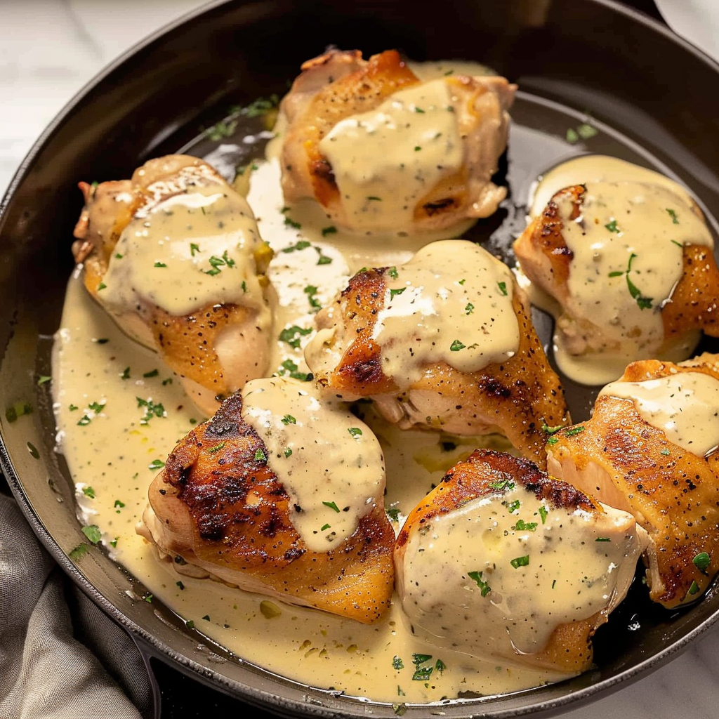 Recipe preparation for Mustard Cream Baked Chicken