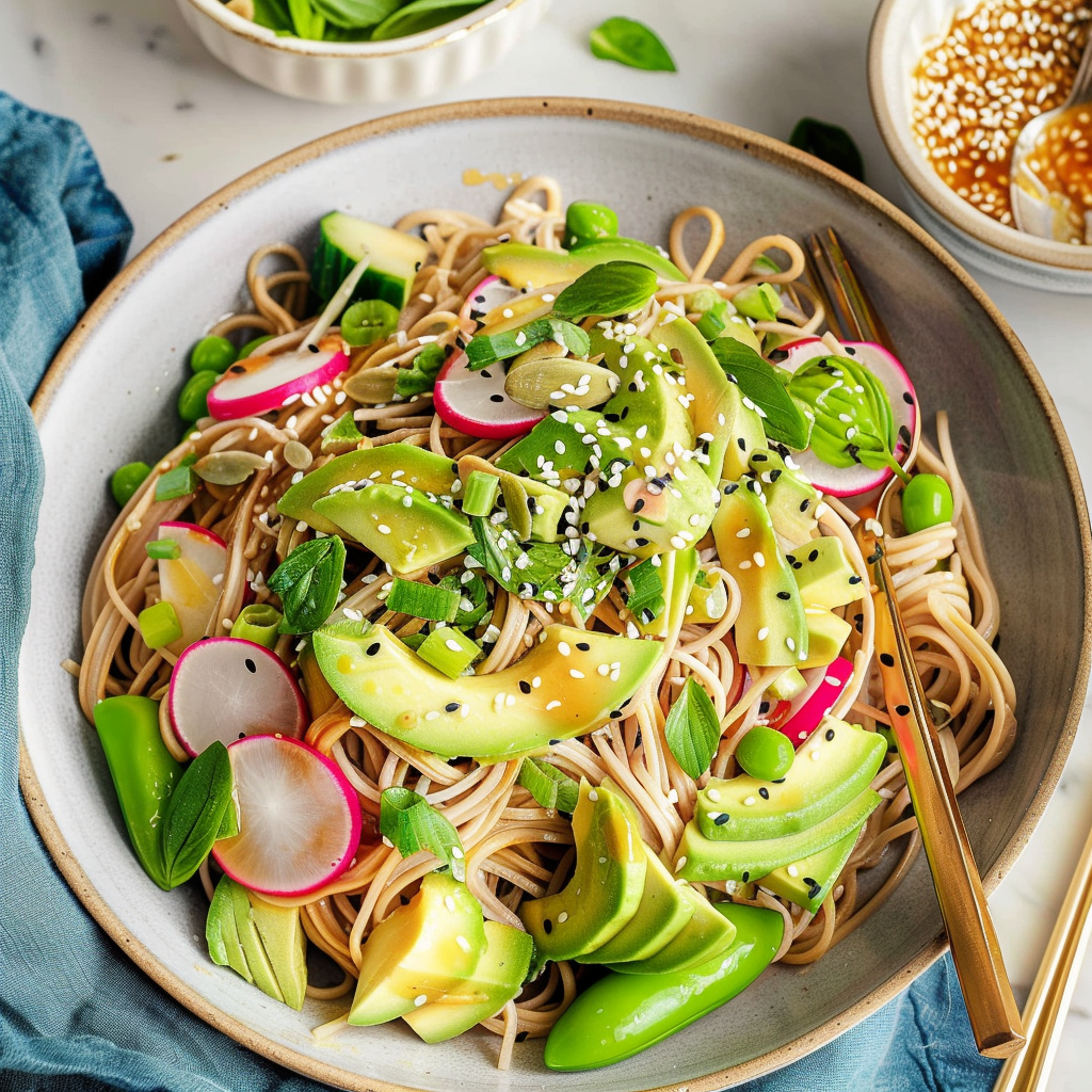 Recipe preparation for Sesame Soba Noodle Salad