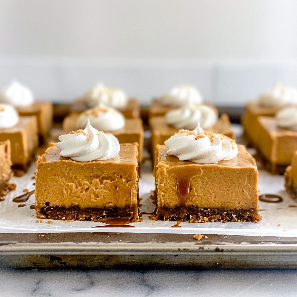 Recipe preparation for Pumpkin Cheesecake Bars with Gingersnap Crust