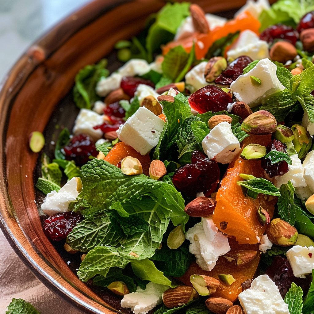 Recipe preparation for Cranberry, Feta & Pistachio Salad