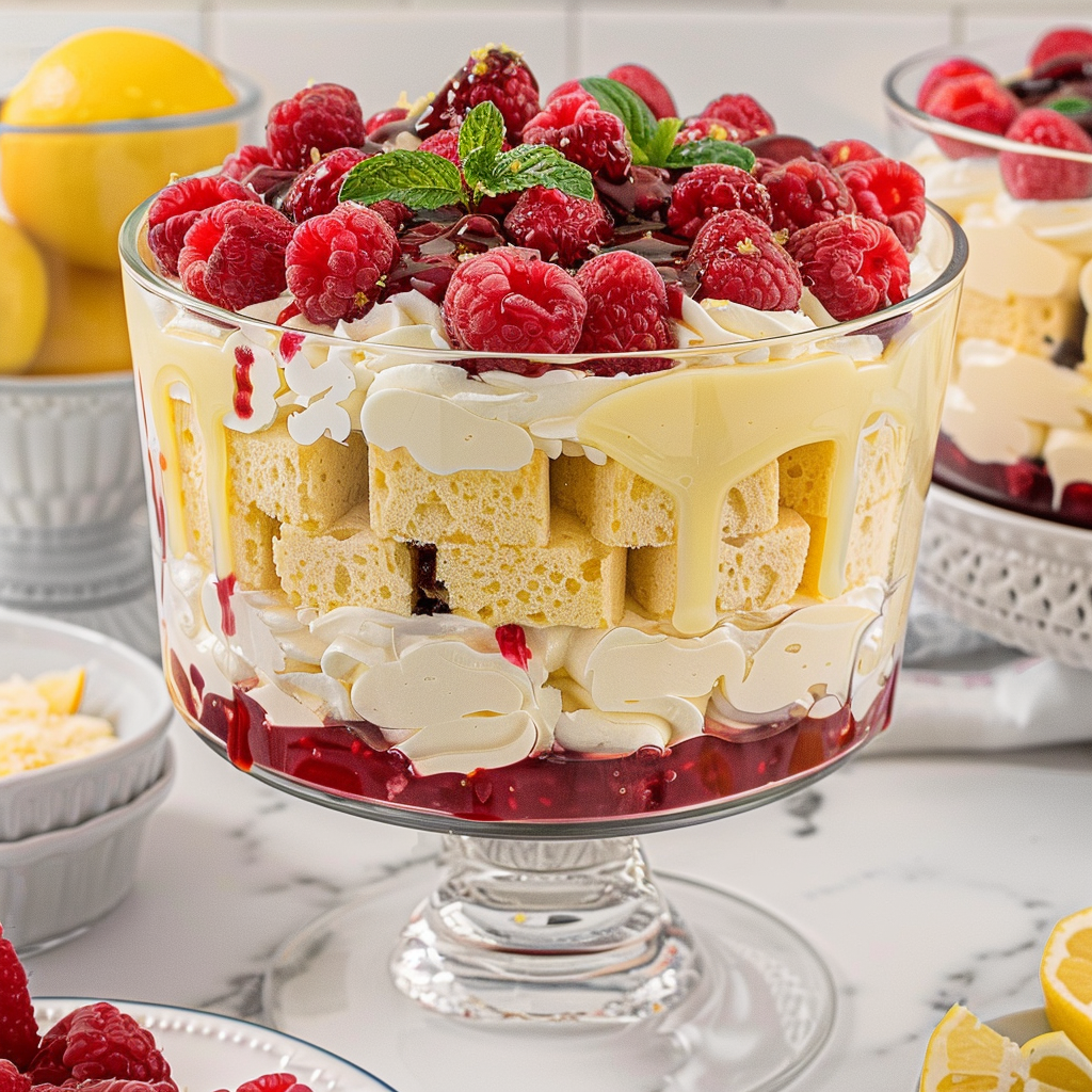 Recipe preparation for Mini Lemon Raspberry Trifles